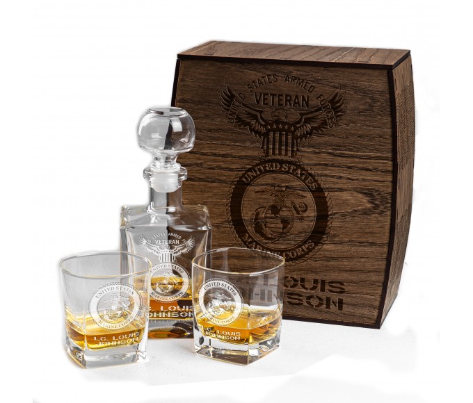 Gift for Retired United States Air Force Veteran  Whiskey Decanter Set  Personalized US Air Force Officer gift