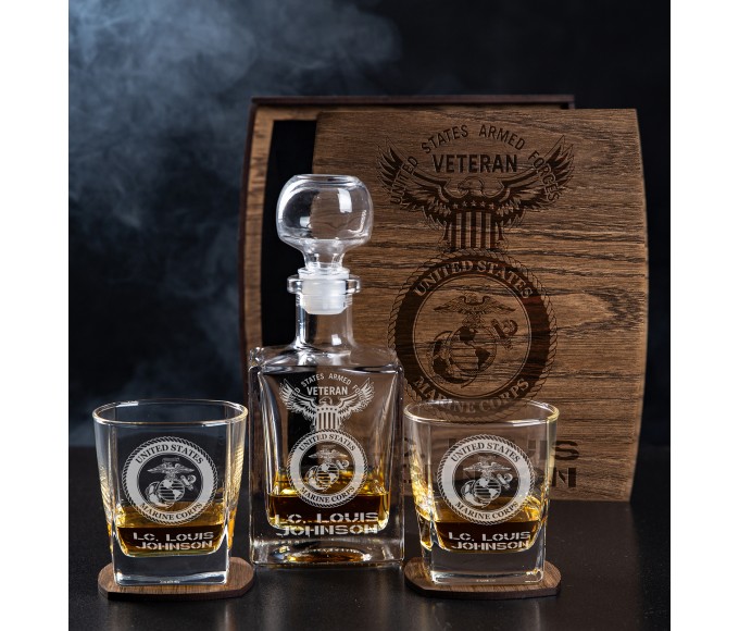 Gift for Retired United States Air Force Veteran  Whiskey Decanter Set  Personalized US Air Force Officer gift