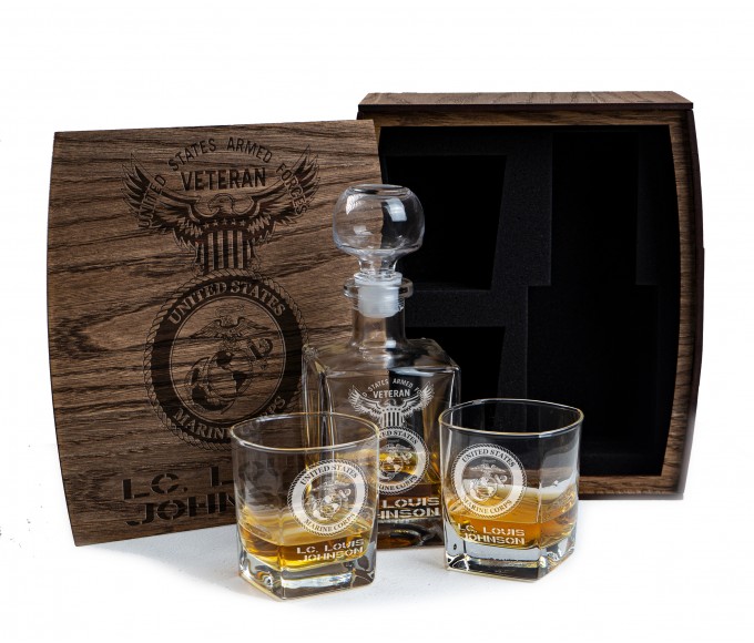Gift for Retired United States Air Force Veteran  Whiskey Decanter Set  Personalized US Air Force Officer gift
