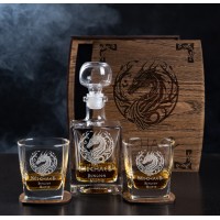 Personalized whiskey gift set , Decanter set number 151, gift for board game fan