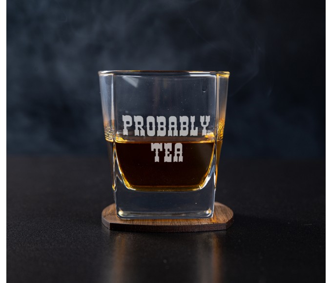 probably tea, funny inscription, gift with humor,Personalized whiskey gift set ,gift for men,