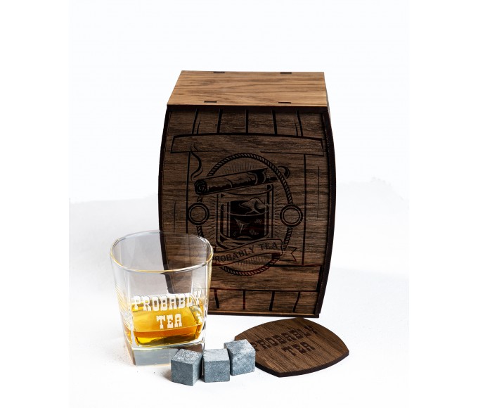 probably tea, funny inscription, gift with humor,Personalized whiskey gift set ,gift for men,