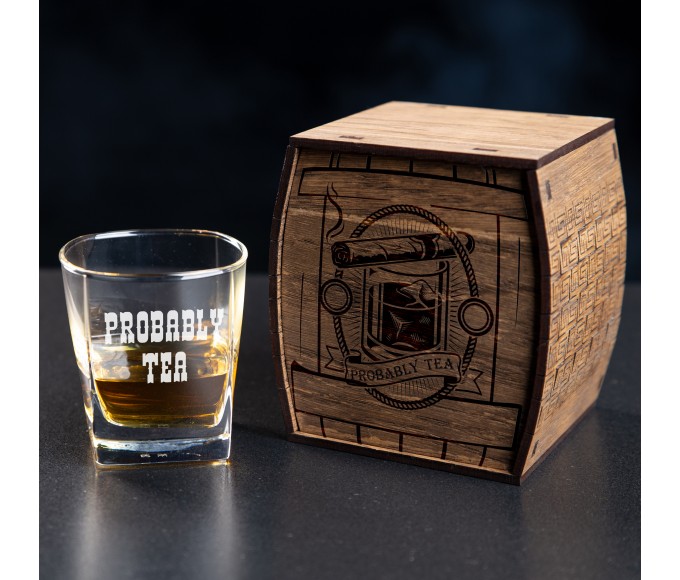 probably tea, funny inscription, gift with humor,Personalized whiskey gift set ,gift for men,