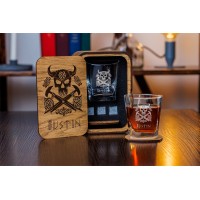 Personalized whiskey gift set in wood box    