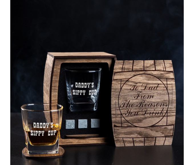 Personalized Whiskey Gift Set to Dad from the reasons  you drink