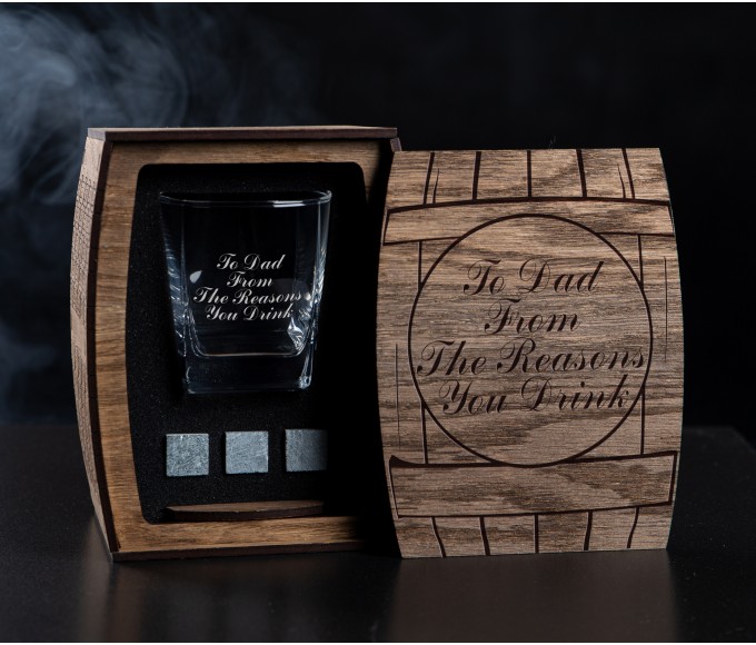 Personalized Whiskey Gift Set to Dad from the reasons  you drink