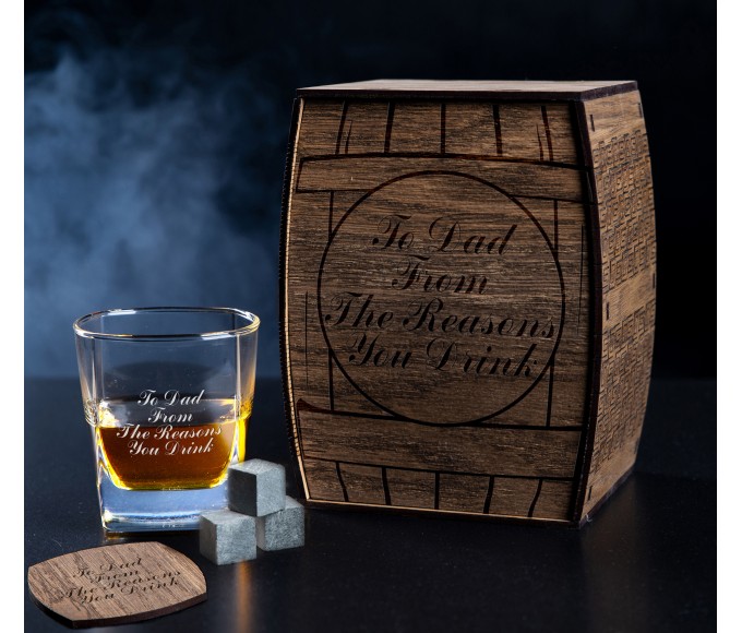 Personalized Whiskey Gift Set to Dad from the reasons  you drink
