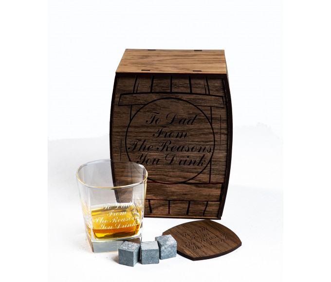 Personalized Whiskey Gift Set to Dad from the reasons  you drink