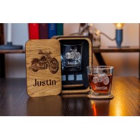  Personalized whiskey gift set in wood box  