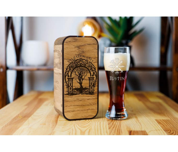Personalized beer gift set  Rune Good luck Valhalla