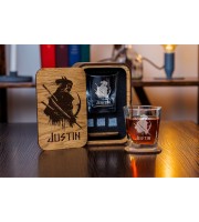  Personalized whiskey gift set in wood box  