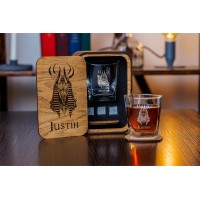  Personalized whiskey gift set in wood box  