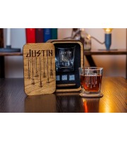  Personalized whiskey gift set in wood box  