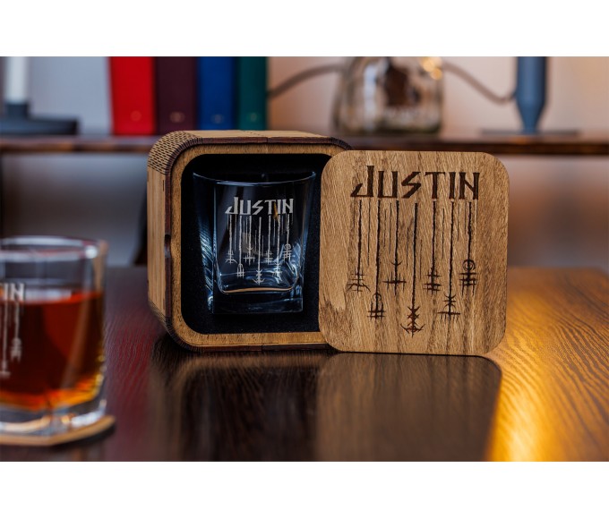  Personalized whiskey glass set  viking compass