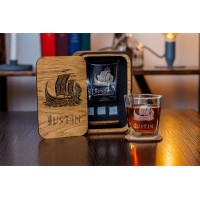  Personalized whiskey gift set in wood box  