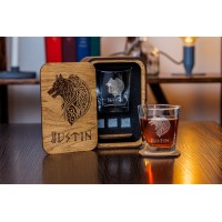  Personalized whiskey gift set in wood box  