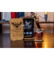  Personalized whiskey gift set in wood box  
