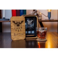  Personalized whiskey gift set in wood box  