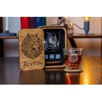  Personalized whiskey gift set in wood box  