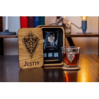  Personalized whiskey gift set in wood box  