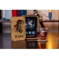  Personalized whiskey gift set in wood box  