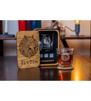  Personalized whiskey gift set in wood box  