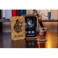  Personalized whiskey gift set in wood box  