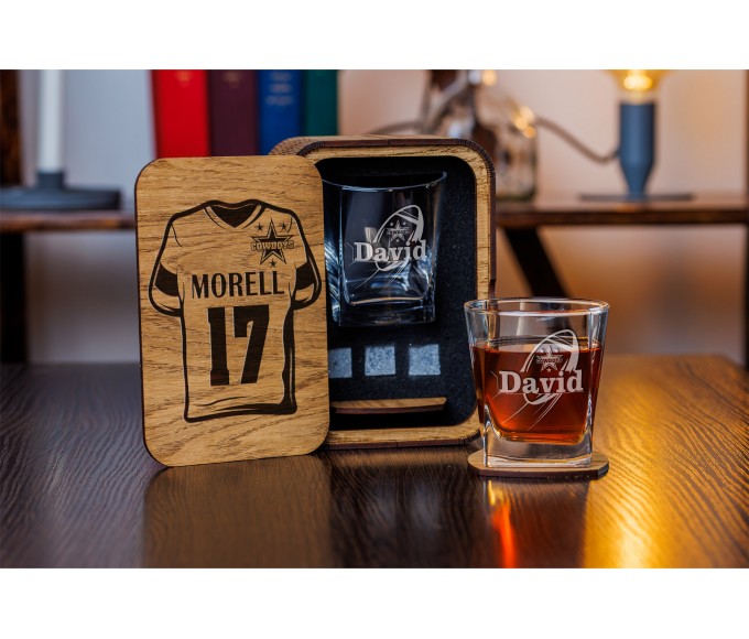  Personalized whiskey gift set in wood box  