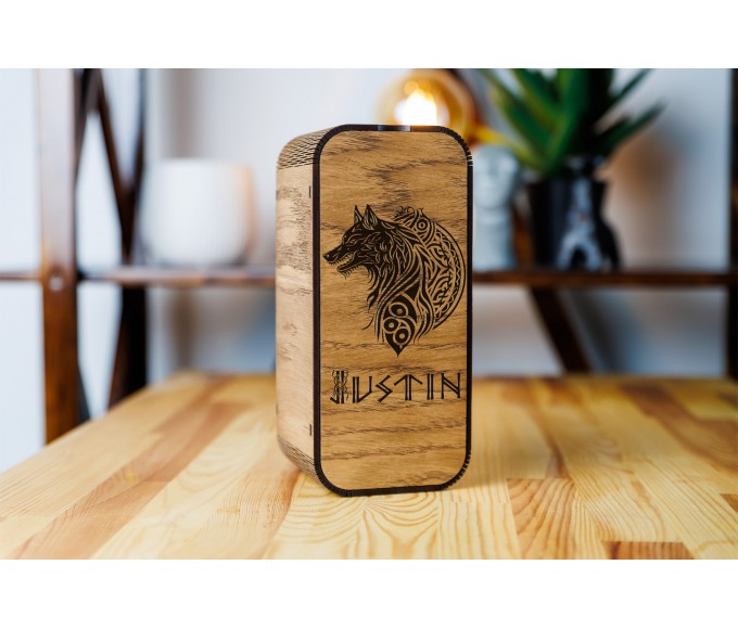 Personalized beer gift set wolf