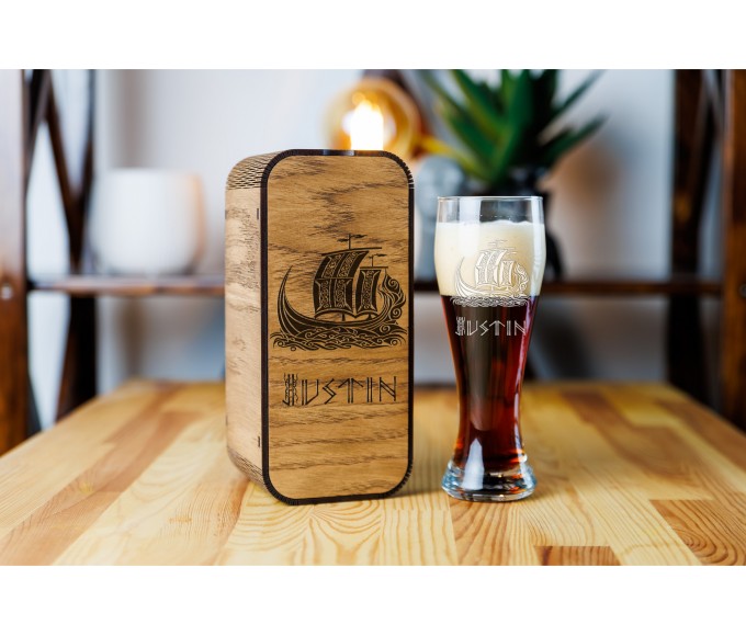 Personalized beer gift set  Viking ship