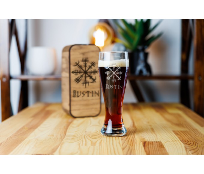 Personalized beer gift set Viking compass