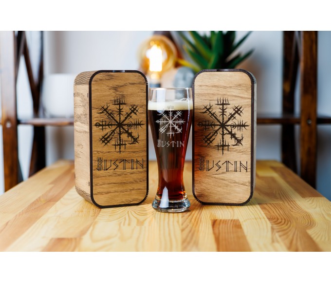 Personalized beer gift set Viking compass