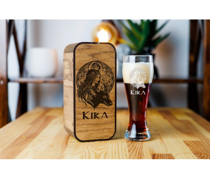 Personalized beer gift set Valkyrja Norse mythology 