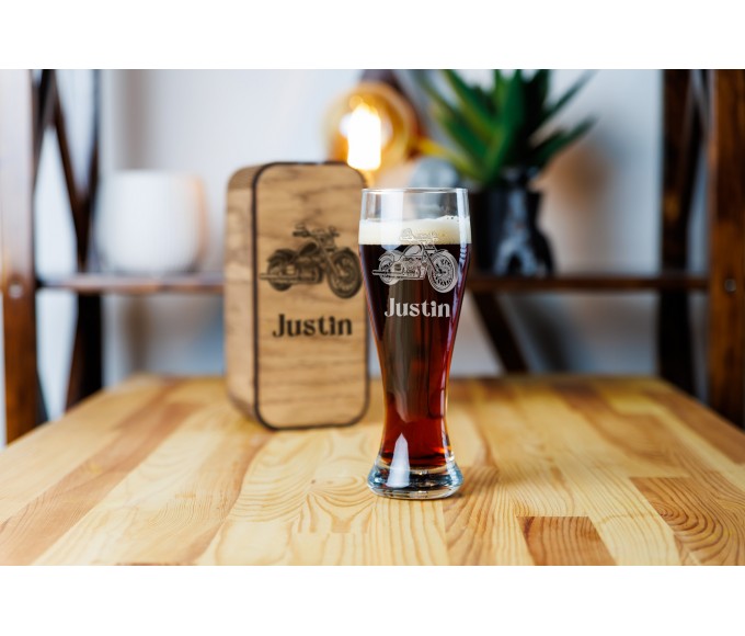 Personalized beer gift set vintage motorcycle