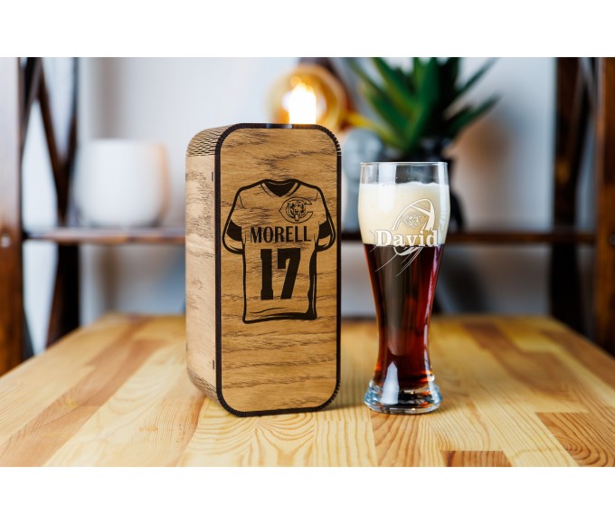 Personalized beer gift set Chicago football 