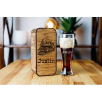 Personalized beer gift set vintage train